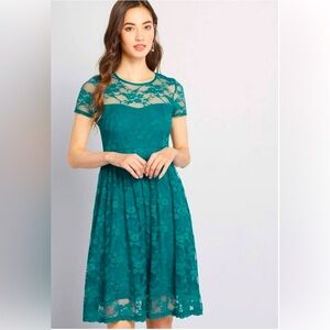 Modcloth Teal Lace Midi Dress